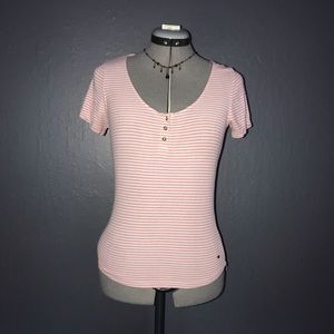 🦅 American Eagle pink and white striped soft T